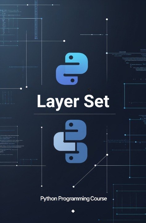 Cover of a Python programming course titled 'Layer Set' with Python logo on a dark blue background.