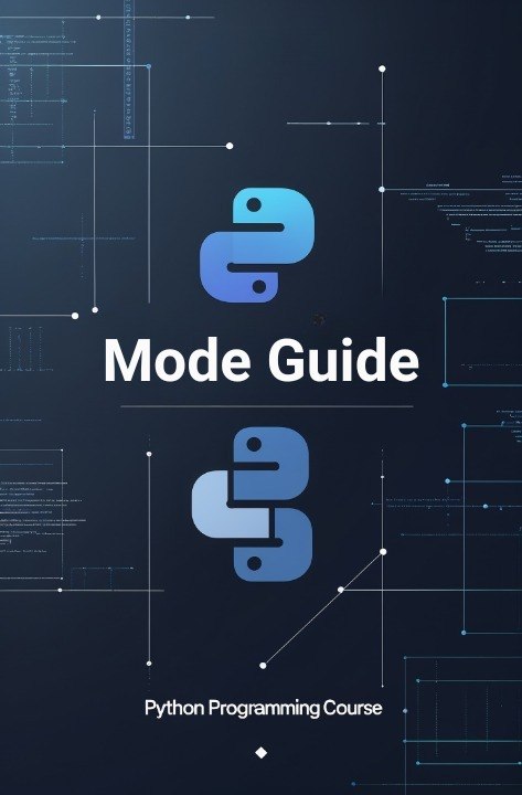 Cover of a Python programming course guide with Python logo on a dark blue background