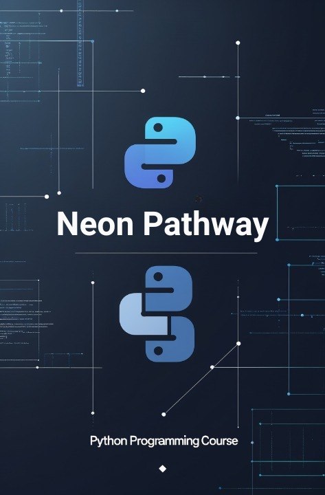 Neon Pathway Python Programming Course cover with Python logo on a dark blue background