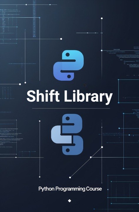 Shift Library Python Programming Course cover with Python logo on a dark blue background