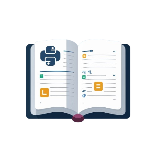 Open book with Python logo and code on a white background
