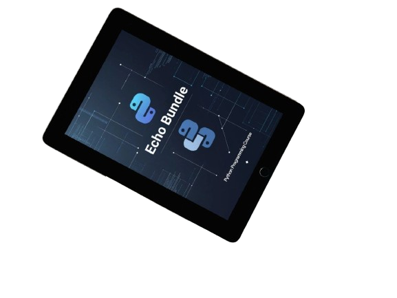 Tablet displaying 'Echo Bundle' on a white background